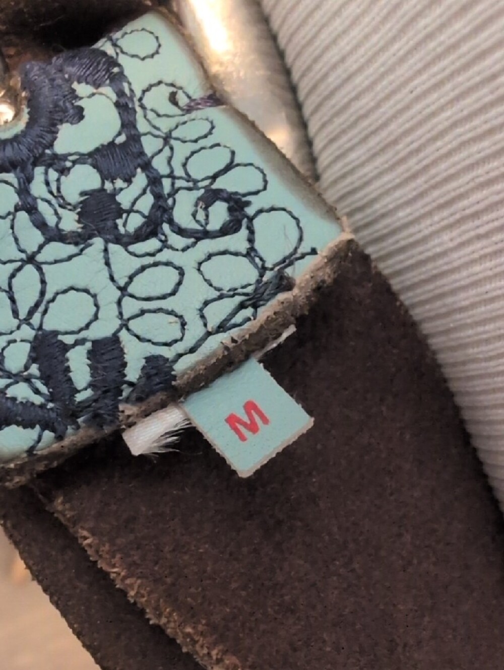 Embellished Floral Blue Leather Belt with Silver Buckle - Picture 4 of 5
